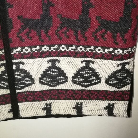 𝅺vintage Woven Southwestern Red Black & White Llamas Sleeveless Vest Size Large - Picture 5 of 9